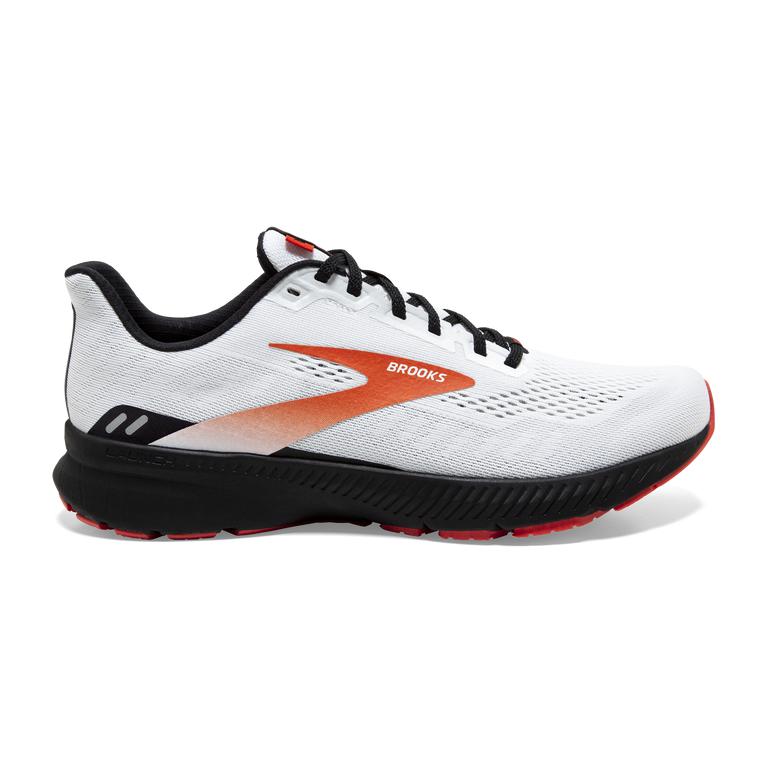 Brooks Launch 8 - Mens Light Cushion Road Running Shoes - White/Black/Red Clay (58641CNEG)